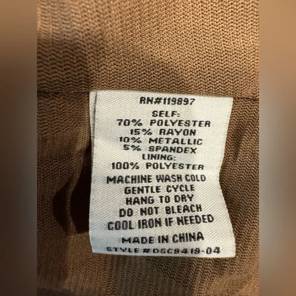 Collective Concepts Dress size Small Brown Metallic Ruched Mock Neck Midi NWT - Picture 6 of 9